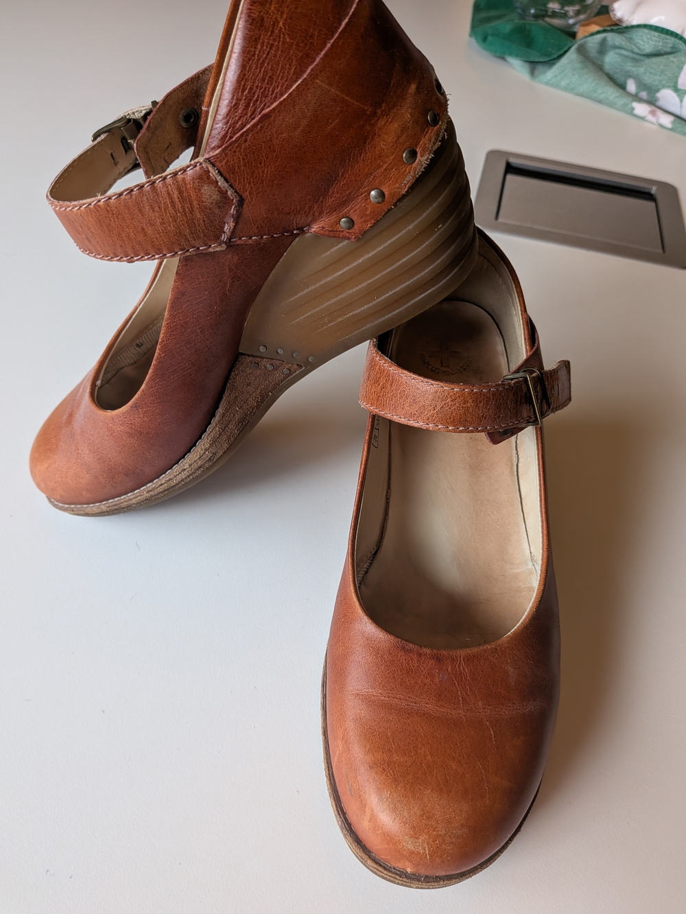 Dr. Martens Brown Leather Mary Jane Wedge Heels - Picture 3 of 7